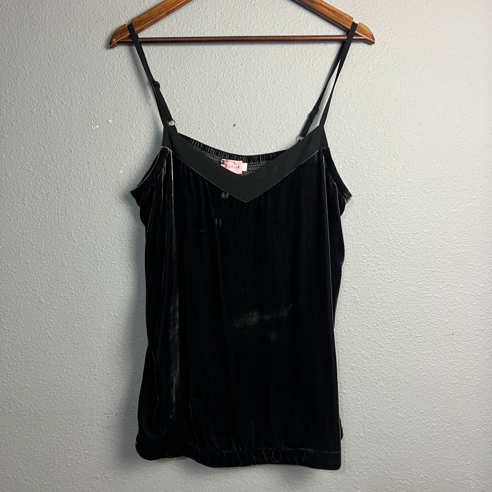 Sundance Black Coquette Velvet Med Whimsigoth Cami Top V Neck Sleeveless Casual